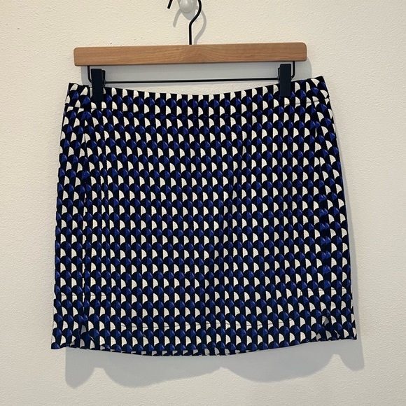 J. Crew Jet Set Geo Print cotton mini skirt blue black geometric size 6 - Picture 3 of 9
